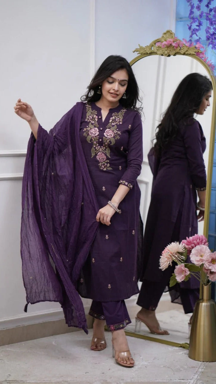 Biba  Beautiful Pure Cotton Super Dying Embroidery Suit